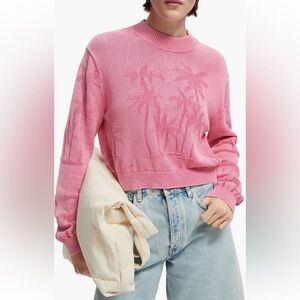 Scotch & Soda Sweater -sz Small Pink Palm Tree Organic Top